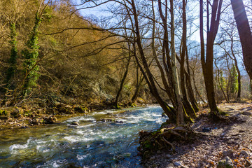 Karpenisiotis river near Mikro and Megalo Chorio in Karpenissi, Evritania, Greece