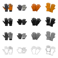Isolated object of glove and winter logo. Set of glove and equipment stock vector illustration.