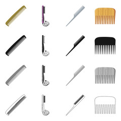 Vector illustration of brush and hair logo. Set of brush and hairbrush stock symbol for web.