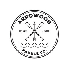 Paddleboarding, SUP, Kayaking, Canoeing Circle Vector Design Logo Template