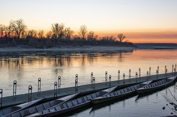 Fototapeta premium Cremona - Boats on the Po river