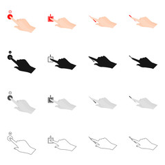 Vector illustration of touchscreen and hand logo. Collection of touchscreen and touch stock symbol for web.