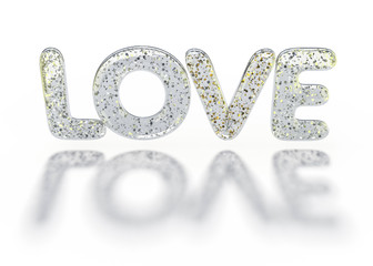 Balloon font part of full set upper case letters LOVE. 3D