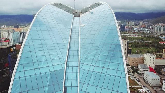 Capital Mongolia Ulaanbaatar earial downtown center above view cityscape