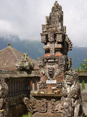 Hindu temple with statues of the gods on Bali island, Indonesia. Balinese Hindu Temple, old hindu...