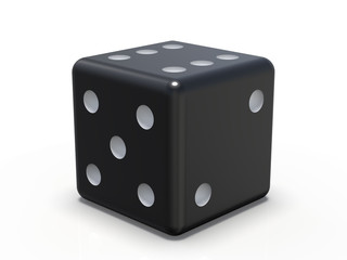 Black playing dice isolated on white background. 3D