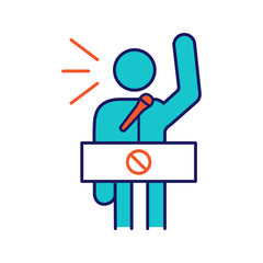 Protester speech color icon