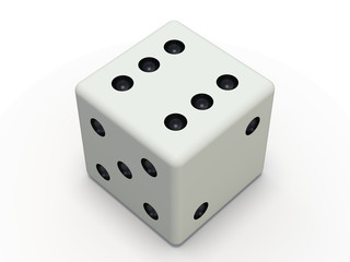 White playing dice isolated on white background. 3D
