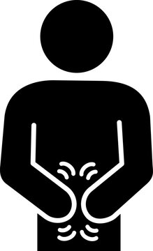 Indigestion glyph icon - a man with stomach pain icon