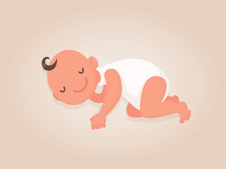 Baby sleeping in the crib. Vector illustration