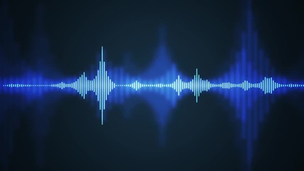 Abstract blue sound waves. 3D rendered looping animation.