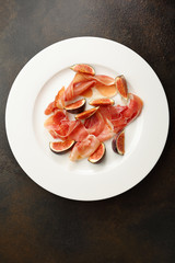 Hamon and figs on plate