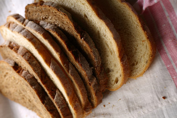 Sliced fresh white and rye bread