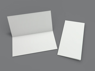 Blank portrait mock-up paper. Brochure, magazine, postcard isolated. 3D