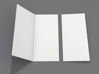 Blank portrait mock-up paper. Brochure, magazine, postcard isolated. 3D