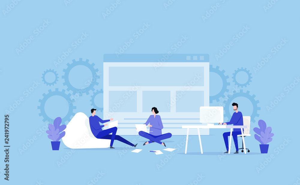 Poster business team working concept and web develop and web design team meeting concept