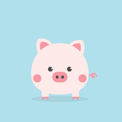 Happy New Year 2019, Chinese new year greetings card with cute piggy, Year of the pig.