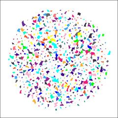 Colorful confetti on white background. 