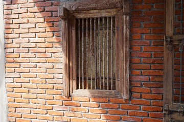 old wooden window on a wall