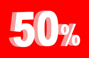 50% percent off, discount 3d vector illustration