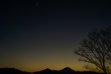 Silhouette Mount Fuji.