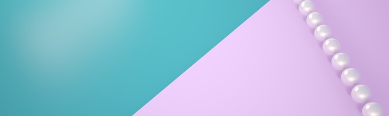 Obraz premium Decorative background for advertising cosmetics, perfumes, jewelry. Panorama. Pearls and delicate colors. 3D illustration