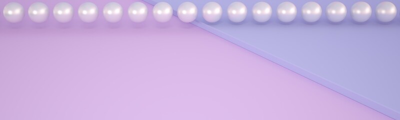 Decorative background for advertising cosmetics, perfumes, jewelry. Panorama. Pearls and delicate colors. 3D illustration