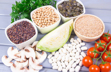 Food ingredients containing a large amount of zinc. Healthy diet.