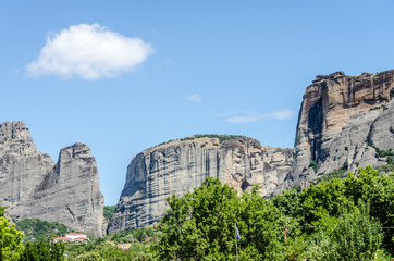 Panoramic view of the mountain from the town of Meteor Kalambaka in Greece