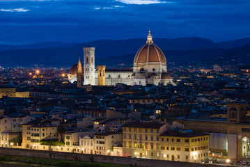 Fototapeta na wymiar September evening over the Cathedral of Santa Maria del Fiore. Florence, Italy