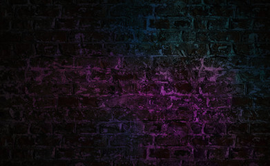 Background of empty brick wall with neon lights