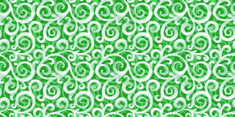 Vector seamless 3d ornament on green background