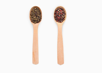 Two spoons of pepper, top view