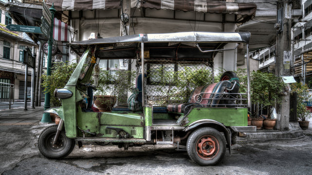HDR image of Tuk Tuk, auto-rickshaws in Bangkok