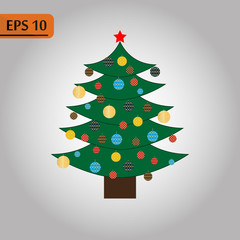 vector illustration of decorated Christmas tree on white background eps10