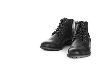 Men's shoes black casual. Isolated on white background