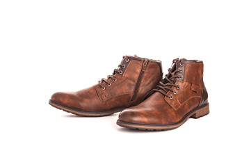Men's shoes brown casual. Isolated on white background