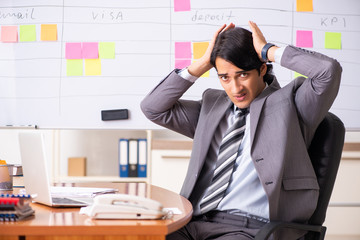 Young handsome employee working in the office