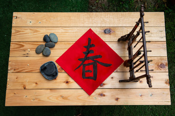 Chinese calligraphy writing of Spring for  Chinese New Year
