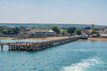View from the seafront on the pier of Lymington, UK.