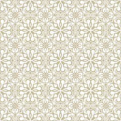 Beige seamless wallpaper pattern. Vector floral ornamental texture.