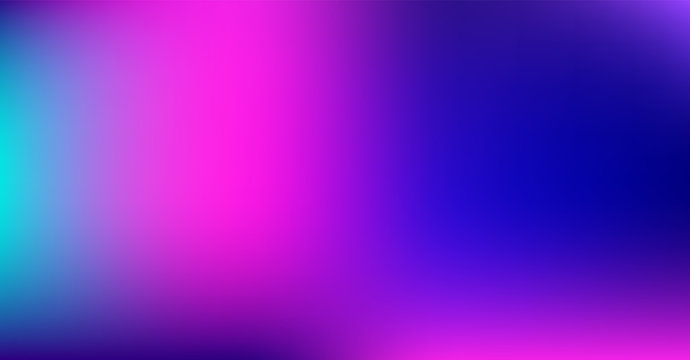 Purple Blue Gradient Vibrant Dreamy Vector Background. Sunrise, Sunset, Sky, Water Color Overlay Neon Design Element. Luxury Trendy Holograph Defocused Texture. Digital Funky Cool Tech Gradient Paper.