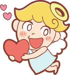 Naklejka premium ハートを持った天使のイラスト