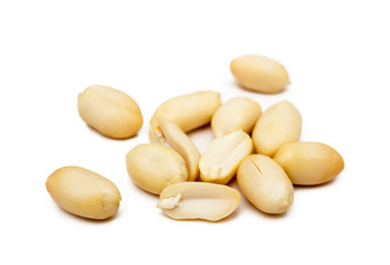 Fresh peanuts snack isolated on white background