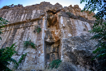 Ancient rock in the port on the island of Rhodes
