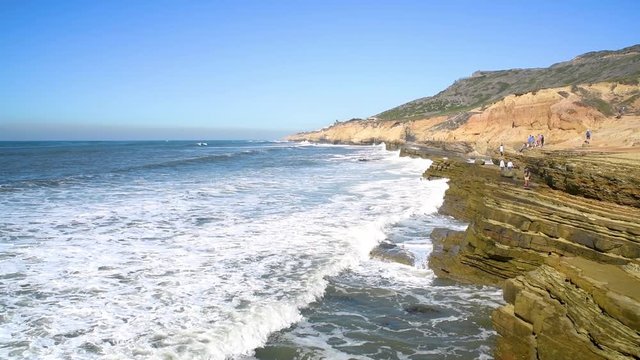 California Cliffs, Slow Motion Waves, Point Cabillo, San Diego California