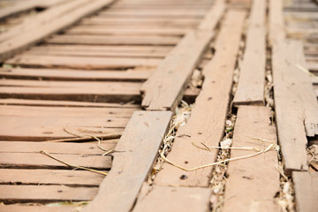 Old wooden bridge,Old wooden bridge in the countryside,Old wooden bridge through the river 