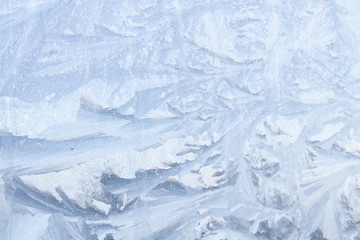Frosty patterns on a frozen ice box in the early morning