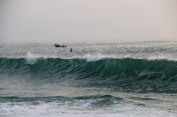 Big waves of Atlantic ocean, Nazare, Portugal