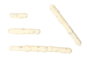 Tartar sauce  stripe  isolated on white background,top view